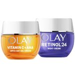 Olay Skincare Set: Vitamin C Face Moisturiser SPF and Retinol 24 Night Cream, Anti Ageing Skin Care 50ml + 50ml