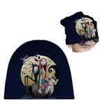 HOMELEX Nightmare Before Christmas Hat Plush Jack Skellington Beanie Hat Windproof Printing Skull Scrub Cap Cotton Polyester (E)