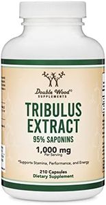 Tribulus Terrestris for Men (Purest 95% Saponin Content) 210 Capsules, 1,000mg Concentrated Fruit Extract (Third Party Tested, Vegan Safe, Non-GMO) for Stamina and Energy by Double Wood