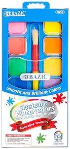 BAZIC Products Watercolor w/Brush & Mixing Palette, 12 Color Non-Toxic Paint Set, for Hobby Fun Art Supplies Vibrant Painting, Gift for Artists, 24-Pack
