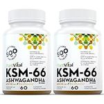 PlantVital Ashwagandha KSM-66 Ashwagandha Capsule with Black Pepper 500mg - KSM66 Ashwagandha Supplement Herbal Cortisol Manager - Vegan - 4 Months Supply - 120 Capsules