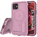 PunkCase Designed For iPhone 12 Waterproof Case [KickStud Series] Slim Fit IP68 Certified Armor Cover W/Built-In Screen Protector & Integrated Kickstand For iPhone 12 (6.1") (2020) [Pink]