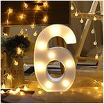 Hotsellhome LED Alphabet Letter Lights Light Up Warm White Night Light Plastic Letters Numbers Standing for Home Party Bar Wedding Festival Birthday Decorations Xmas Gifts (6)