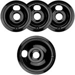 4 Pack Black Porcelain Burner Drip Pan By AMI PARTS - Replacement for Ge Hot-point Range Cooktop Includes 1 8-Inch and 3 6-Inch Drip Pans