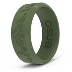 Enso Rings Etched Bevel Silicone Wedding Ring - Comfortable and Flexible Design for Active Lifestyle - Pine Peak, Size 10