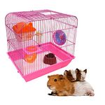 JAINSONS PET PRODUCTS Plastic Hamster Cage And HabitatsSmall Animal Houses For Hamster Gerbile Rat With Exercise WheelHide OutWater BottleFood Bowl With Removal Tray (Height: 14 Inch),Multicolor