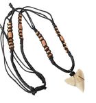 Swimmi Genuine Shark Tooth Necklace for Men, Mako Shark Tooth Necklace, Handmade Wooden Beads adjustable Cords Shark Tooth Necklace for Women Jewelry BA369, Shark Tooth, Wooden Beads