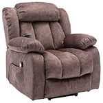 Power Massage Lift Recliner Chair with Heat & Vibration for Elderly, Heavy Duty and Safety Motion Reclining Mechanism - Antiskid Fabric Sofa Contempoary Overstuffed Design (Brown)