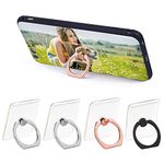 Transparent Cell Phone Ring Holder,4 Pcs Phone Stand,360 Degree Rotation square-Shaped Cell Phone Ring Support Holder,for Various Mobile Smart phones(2Silver+1Black+1Rose Gold)