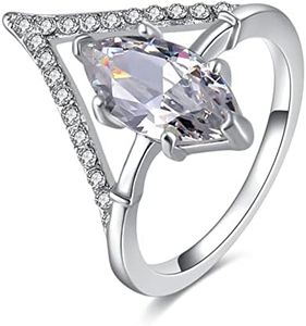 Psiroy 925 Sterling Silver Marquise Cut Cubic Zirconia Filled CZ Wedding Ring for Women, Sterling Silver, Cubic Zirconia