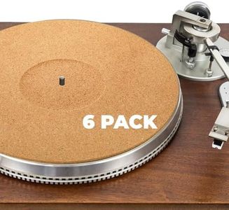 ZOOFOX 6 Pack Turntable Mats, Vintage Recessed Platter Slipmat for Vinyl Record Player, Professional Tuning Equipment Improve Sound, Cork Record Mat for Standard 12" Turntable Platters