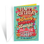 Prime Greetings Sister Birthday Card, Made in America, Eco-Friendly, Thick Card Stock with Premium Envelope 5in x 7.75in, Packaged in Protective Mailer