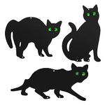 Holdfiturn 3Pcs Cat Silhouette for Garden Black Cat Garden Scarer with Marble Eyes Weatherproof Cats Scarer for Yard Outdoor Harmless Bird Deterrent Fox Rodent Pest Repeller