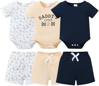 Jecson Baby Boy Outfits Newborn Boy Clothes Set 6-Piece Baby Boy Summer Clothes with Short Sleeve Shirt and Shorts