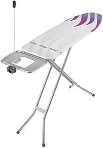 Vileda Total Reflect M Plus Bügelbrett, Bügeltisch für Dampfbügelstation, Bügelfläche 120 x 38cm, höhenverstellbar 75-96cm, Farbe Grau, Eco-Verpackung