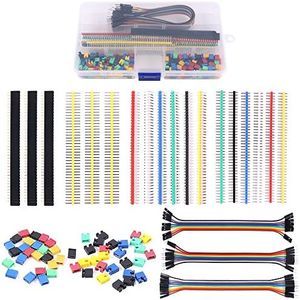 Glarks 248Pcs 40 Pin Breakaway Pin Headers and 2.54mm Circuit Board Jumper Caps with Breadboard Jumper Wire Ribbon Cables Connectors Assortment Set for Electronic Technology Arduino DIY