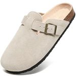 Maxome Women's Clogs Soft Suede Clogs for Women Cork Footbed Mules for Women Slip on Sandals Comfort Casual Arch Support Lightweight Slippers for Indoors and Outdoors Activities Grey