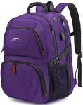 PROETRADE Extra Large Backpack 50L Fits 17Inch Laptop Travel Backpack School Work Bag Anti Theft Rucksack TSA Approved College Computer Bag with USB Charging Port Bookbag for Women Men(Purple)