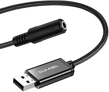 DuKabel ProSeries USB to 3.5mm Jack Audio Adapter, TRRS 4-Pole Mic-Supported USB to Headphone AUX Adapter Built-in Chip External Stereo Sound Card for PS4 PC and More [Metal Housing & Durable Braided]