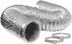 VIVOHOME 4 Inch 25 Feet Aluminum Flexible Dryer Vent Hose Air Ducting Non-Insulated with 2 Stainless Steel Clamps for HVAC Ventilation and Exhaust Pack of 1