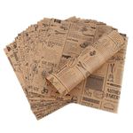 Hejo 100 Greaseproof Paper Sheets, Eco-Friendly Oil Proof Papers, Old Newspaper Printing Style, Good Ideal for Bread Sandwich Burger Fries Food Gift Wrapping Baking (25x25cm)