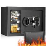 1.2 Cub Home Safe Fireproof Waterproof, Fireproof Safe Box with Fireproof Money Bag, Digital Keypad Key and Removable Shelf, Personal Small Safe Box for Home Firearm Money Medicines Valuables