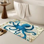 TESIQIMT Bathroom Rug,Octopus Bath Rug,Home Decor Non-Slip Floor Mat,Mud Mat for Indoor and Outdoor,17.5X30Inch