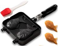 Taiyaki Pan - Fish Shaped Waffle Cake Maker - Comes with Silicone Oil Brush - by KUHA