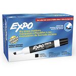 Expo Dry Erase Markers, Whiteboard Markers with Low Odour Ink, Chisel Tip, Black, 12 Count