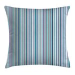 Ambesonne Striped Throw Pillow Cushion Cover, Blue Purple Teal Aqua Lavender Colored Vertical Stripes Geometric Abstract Vintage, Decorative Square Accent Pillow Case, 18" X 18", Soft Turquoise