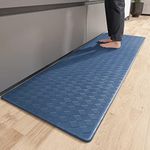 Color G Kitchen Rug 44 x 180 cm, Anti Fatigue Kitchen Mats Non Slip Washable, Oil Resistant, Waterproof Leather Kitchen Carpet Runners for Kitchen, Dining Room, Living Room, Office (Blue)