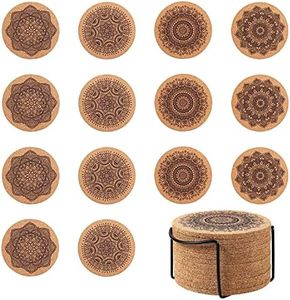 YHZMY 14 pcs Posavasos de Madera de Corcho Natural, Posavasos Redondo de Madera Natural de Café, Posavasos Corcho Natural, para el Hogar Bar Café Boda Accesorios de Mesa
