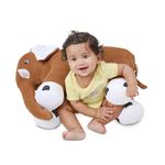 Amazon Brand - Supples Baby Elephant Hugging Pillow for New Born | BIS Approved | Anti-Allergic Polyester | Plush Hugging Pillow | Soft Toy for Baby | 0-12 Months (Brown)