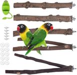 5 PCS Parrot Perches Stand, Natural Wood Bird Standing Stick, Bird Cage Tree Branches Perch Platform, Exercise Climbing Toy Bird Cage Accessories for Budgies, Lovebirds, Finches, Bird Food Rack