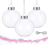 ilauke 12pcs Christmas Ball Clear Plastic Transparent Balls Ornaments DIY Fillable Craft Ball Baubles for Wedding Party Christmas Home Decor (8cm