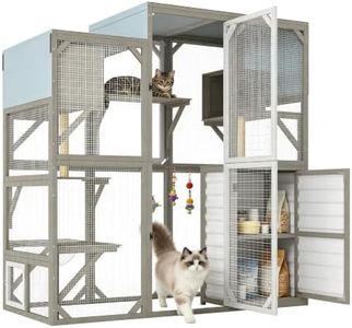 PetsCosset Walk-in & Large Catio Outdoor Cat Enclosure with Storage Cabinet