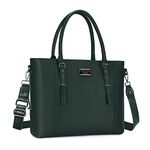 MOSISO PU Leather Laptop Tote Bag for Women (17-17.3 inch),Midnight Green