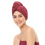 Sassoon Venir Microfiber Hair Wrap Towel for Women (Crimson Color, Free Size) with Smooth Texture Super Absorbent Quick Dry Hair Turban for Drying Hair