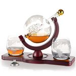 Gifts for Men Dad Husband from Daughter Son Wife, Anniversary Birthday Gift for Him, Globe Decanter Set with 2 Glasses, Bourbon Liquor Cool Stuff Presents for Grandpa