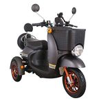 Black 3 Wheeled Retro Style Electric Mobility Scooter with front basket 500W 60V100ah GreenPower