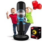 EIVONDA Punching Bag for Kids 160cm Inflatable Ninja Kids Punching Bag with Boxing Gloves for Practicing MMA Karate Taekwondo and to Relieve Pent Up Energy (Black)