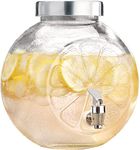 JEXE 5 Liter Glass Water Dispenser with tap | Mason Jar | Beverage Dispenser | Glass Pitcher with Lid | Spigot and Airtight lid | Water Pitcher for Detox Water | Glass Juice Dispenser (Lemon Shape)