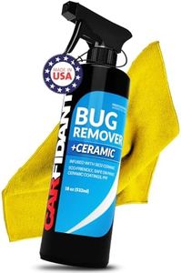 Carfidant Bug Remover for Cars Exterior with Ceramic Coating - Easily and Safely Clean Bug Splatter, Bird Poop from Paint, Plastic, Rubber, Metal, Chrome, Glass - 18oz with Microfiber Towel