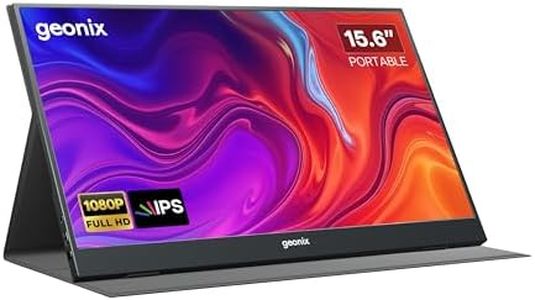 GEONIX 15.6" Portable Monitor – Full HD 1080p IPS, 100% sRGB, Ultra Slim, USB-C & HDMI, Dual Speakers, Kickstand – Compatible with Laptop, Phone, PS5/Xbox – 1 Year Warranty (Black)