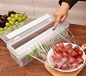 HULPPRE Cling Film,Health-Friendly Food Wrap Roll with Slide Cutter,Food Storage Container,Keep Food Fresh,Support Microwaves,492ft Length,Normally Daily Use for 6 Months/Roll (492ft/with cutter) (Medium)