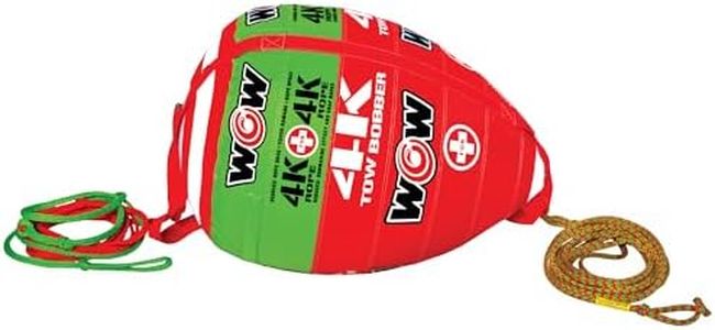 Wow Sports 4K Tow Rope with Bobber - 60 ft - Floating Buoy Indicator - for Deck Tubes & Wakeboarding - 1-4 Riders
