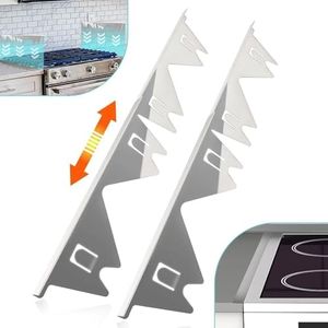 Stove Gap Covers Stainless Steel, 2 Pack Counter Stove Oven Gap Filler, Width 0.79 and Adjustable Length 13.8 to 27.5, Stove Guard Stove Gap Filler, Heat Resistant Easy to Clean