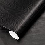 40cmX10m Black Wallpaper Wood Peel and Stick Wallpaper Self Adhesive Film Black Wood Grain Paper Sticky Back Plastic Waterproof Vinyl Wrap Sticky Wallpaper for Kitchen Bedroom Counter DIY Decorative