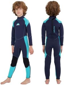 XUKER Kids Wetsuit for Boys Girls Toddlers, 3mm Wetsuit Back Zip Neoprene Thermal Full Body Wetsuits for Youth Teens Scuba Dive Swimming Boating Snorkeling