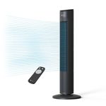 PureMate 43-inch Tower Fan with Remote control, Oscillating Silent Bladeless Floor Fan, 3 Speeds, 7-Hour Timer, Powerful 40W Electric Standing Fan, Portable Quiet & Ideal for Bedroom, Black